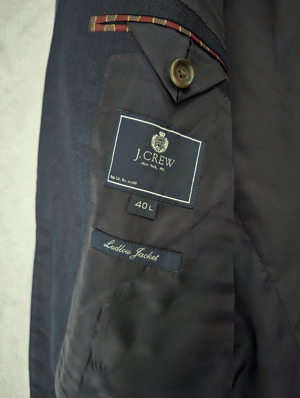 J.  CREW Ludlow Men's 40L Navy Blue Linen Suit Jacket Slim Fit | Smart‎ Casual - Picture 2 of 9
